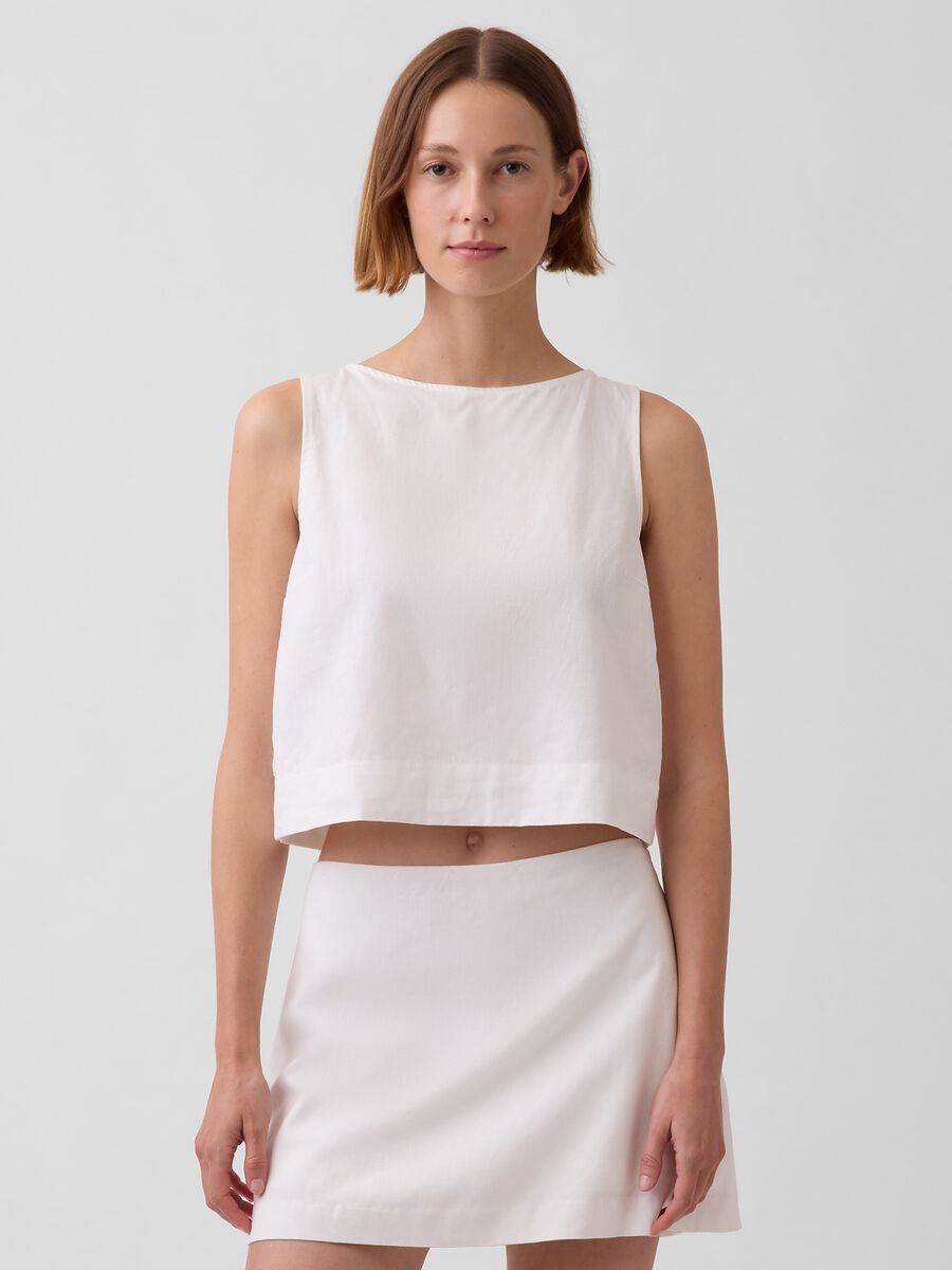 Linen-blend tank top_0
