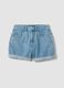 Light blue pure cotton denim shorts_4