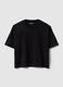 Black oversized crop top with round neckline_4