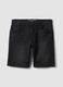 Slim fit black stretch denim cotton blend shorts_4