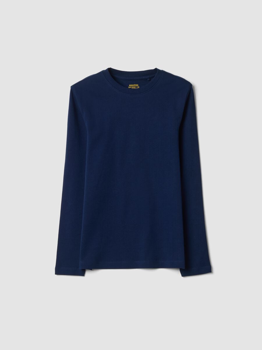 Navy blue organic cotton crew-neck T-shirt_0