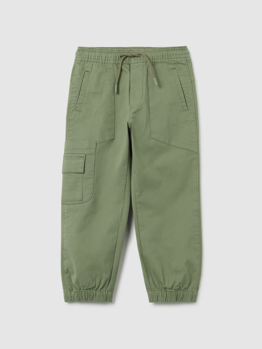Children's elasticated green cotton trousers_0