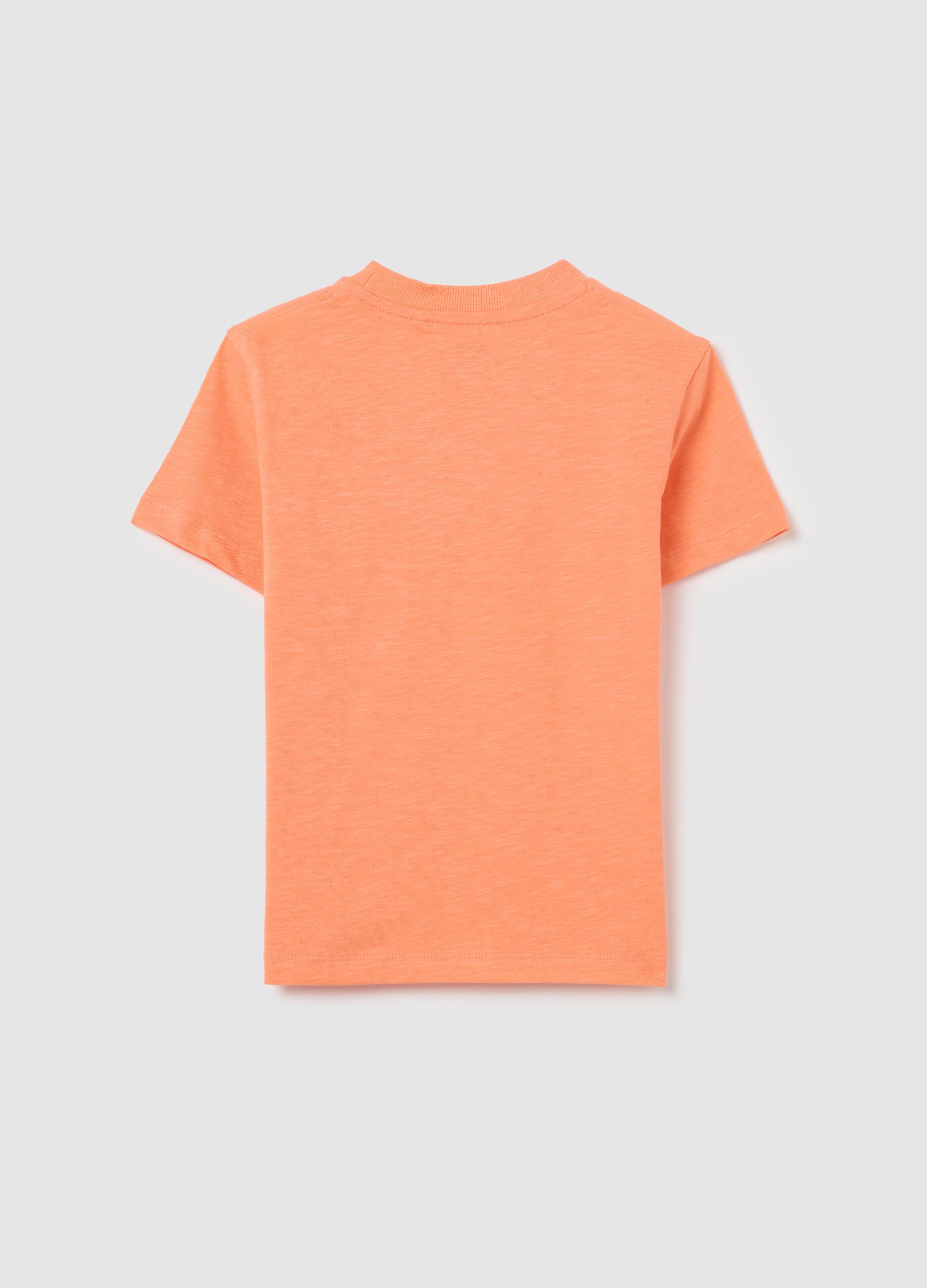 T-shirt arancione in cotone bio con tasca