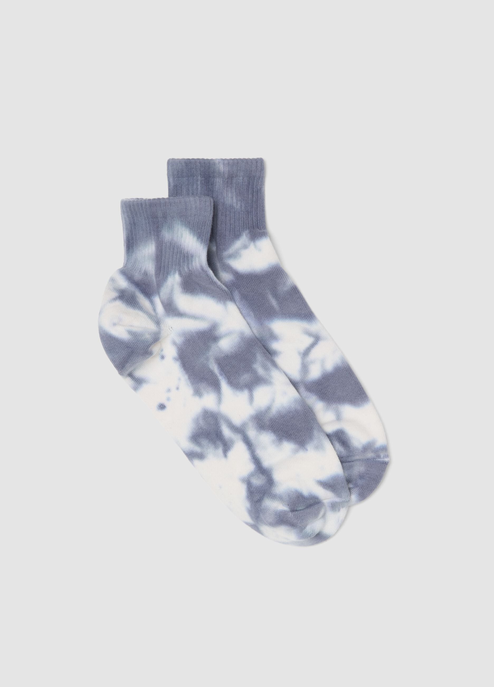 Multicolour tie-dye effect stretchy cotton sports socks