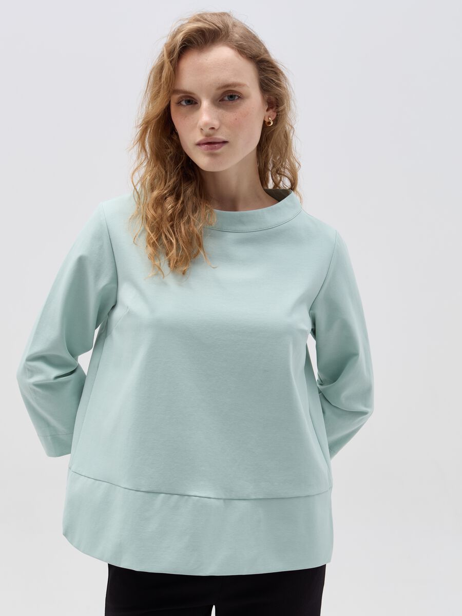 Blouse with splits and three-quarter sleeves_0