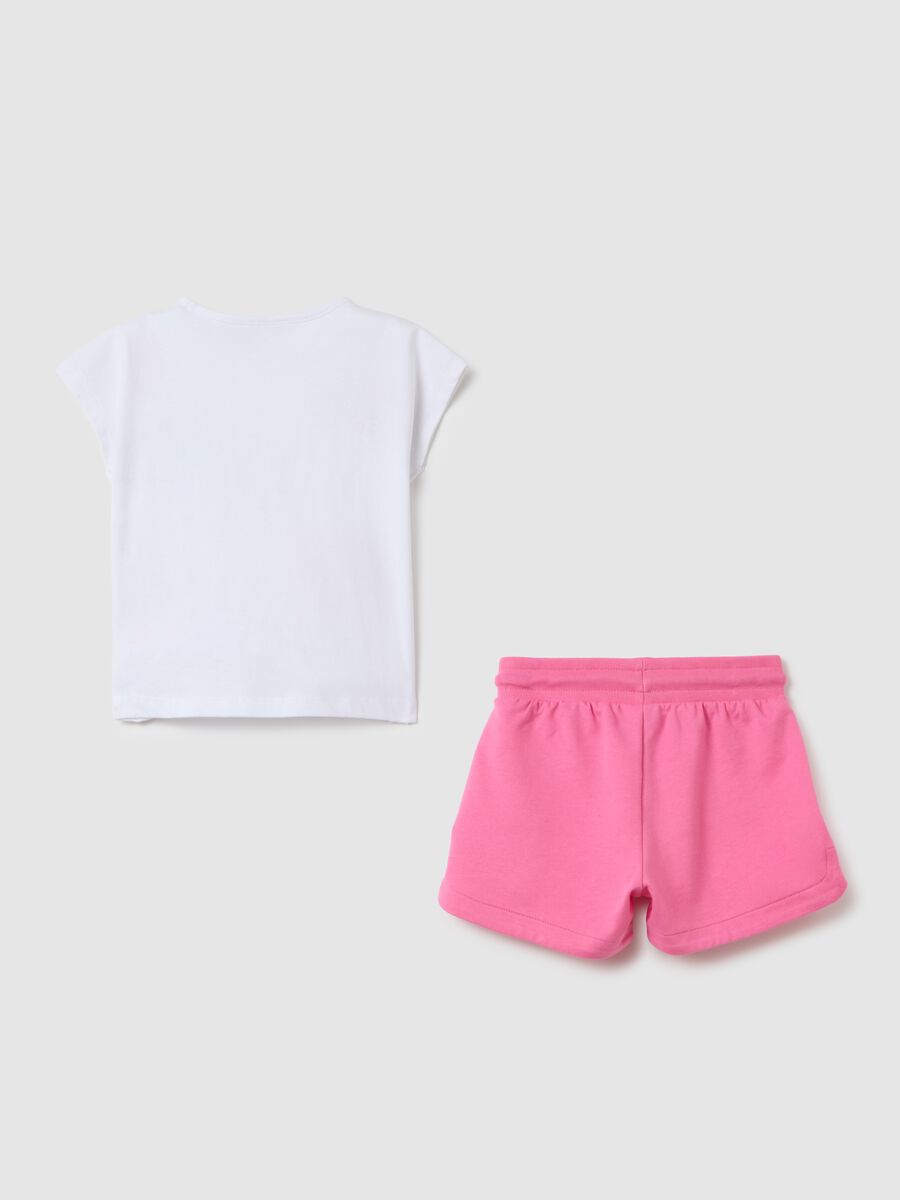 Girls' pure white cotton T-shirt set, regular fit_1