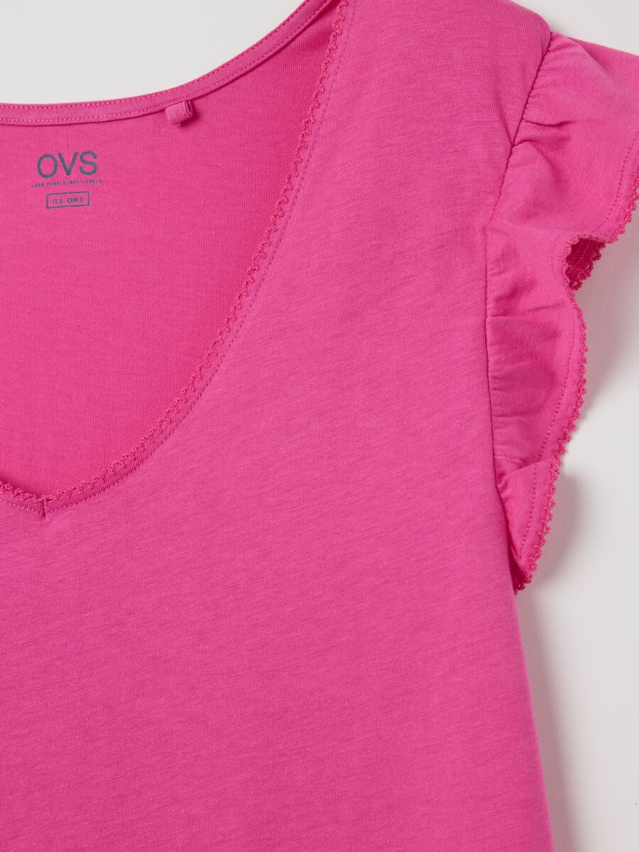 Camicia da notte fuxia in cotone con scollo a V_5