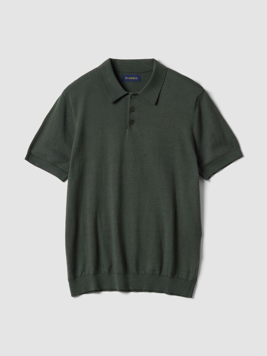 Regular fit green cotton, linen and silk blend polo_4