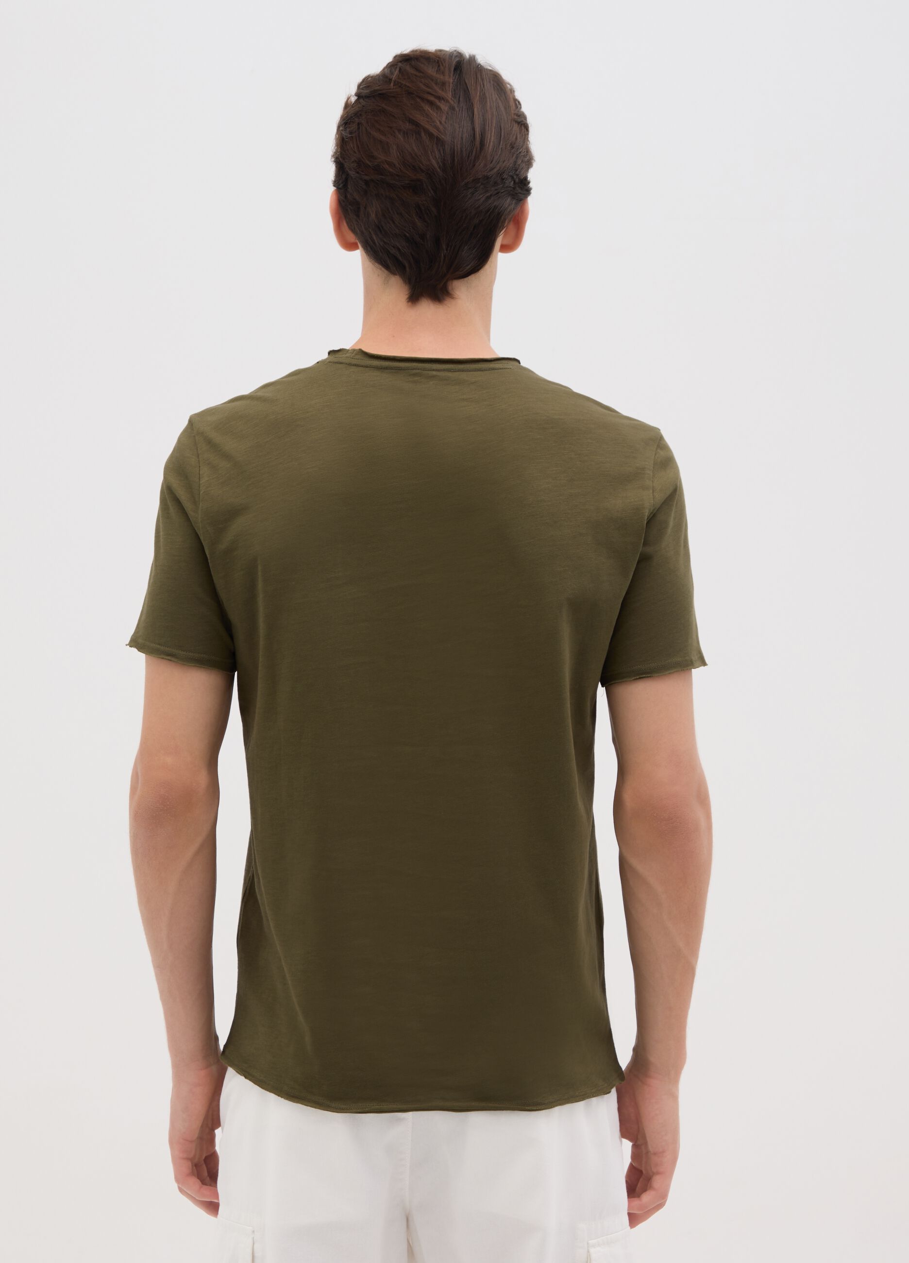 Men's green pure cotton regular fit T-shirt