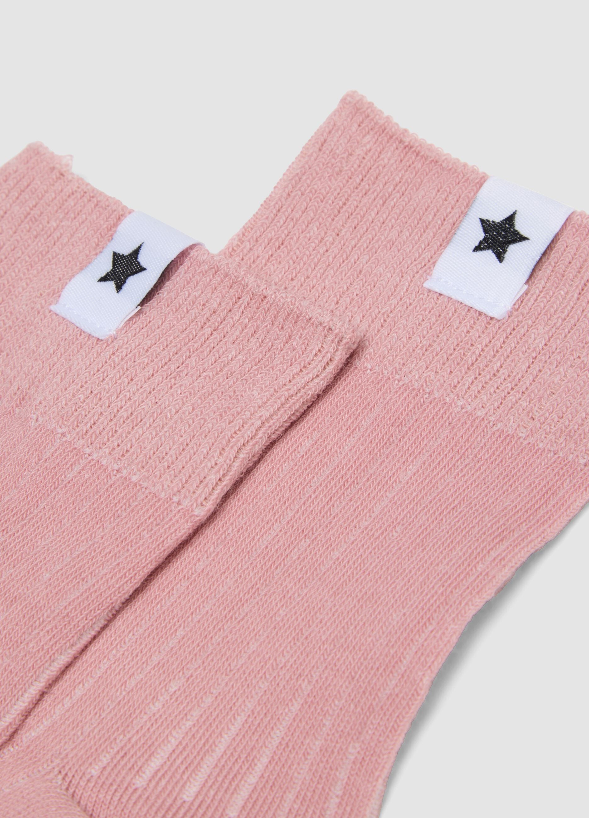 Mauve-purple ribbed stretch cotton socks
