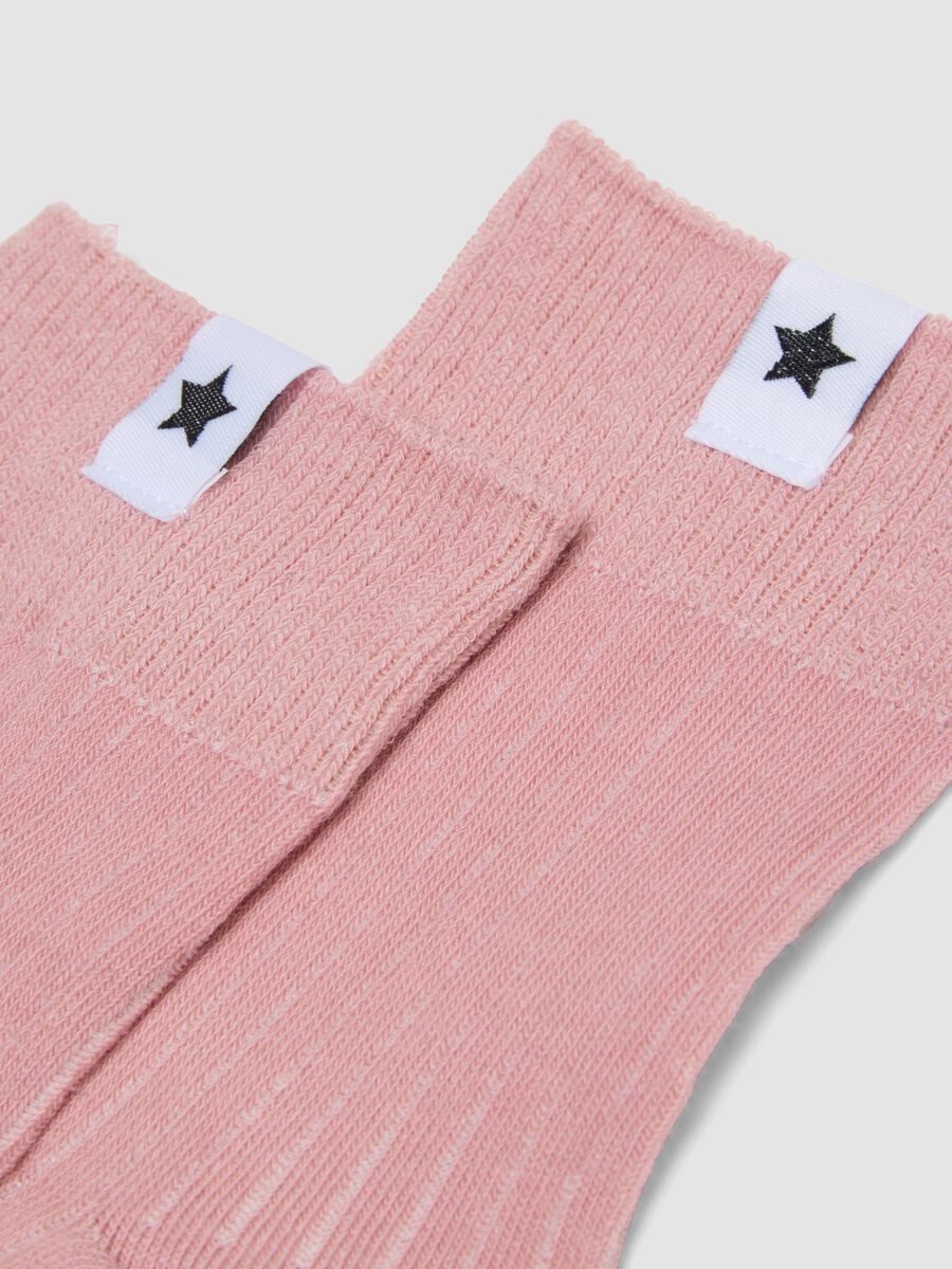 Mauve-purple ribbed stretch cotton socks_1