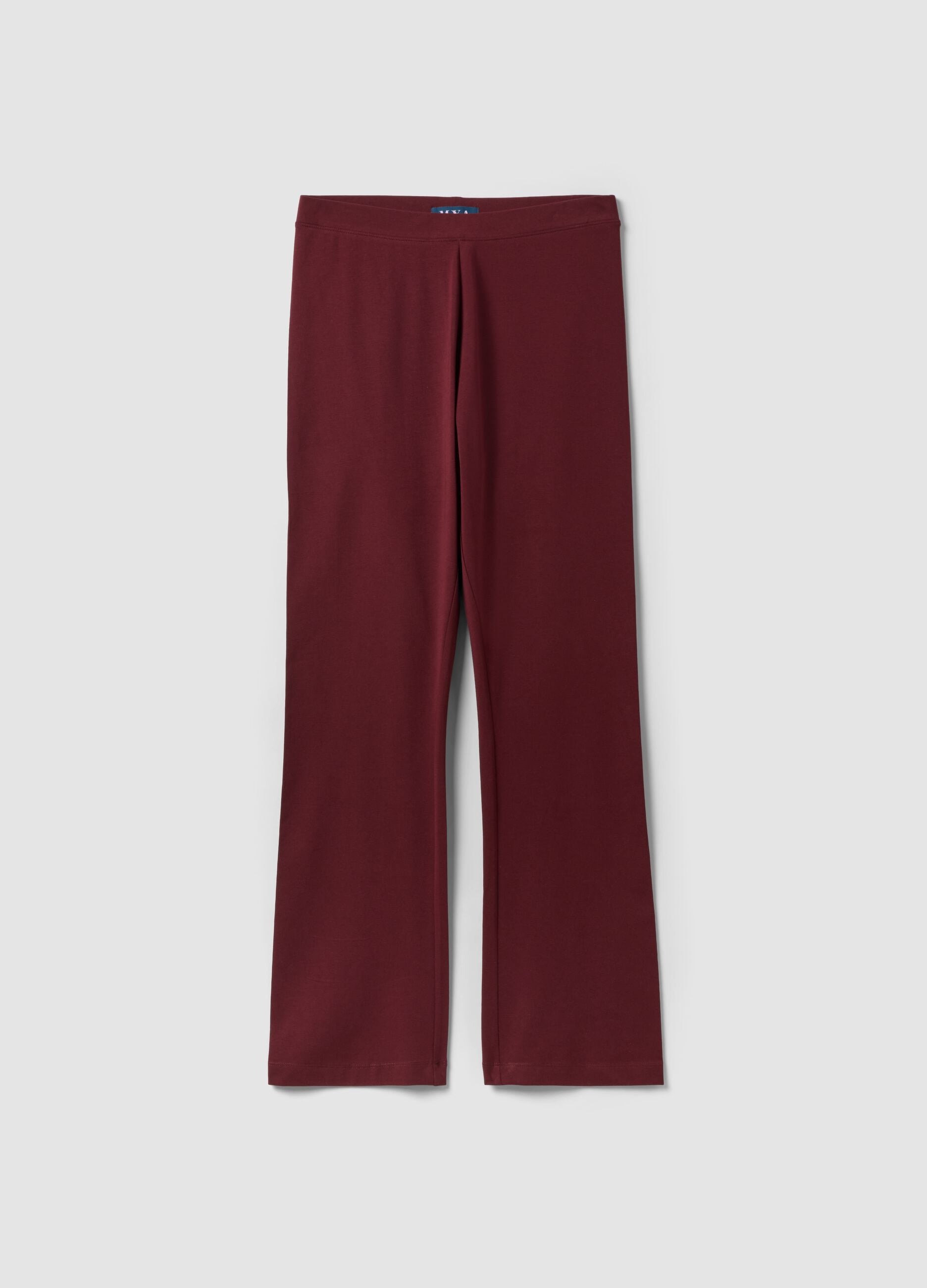 Leggings rossi flare in cotone elasticizzato
