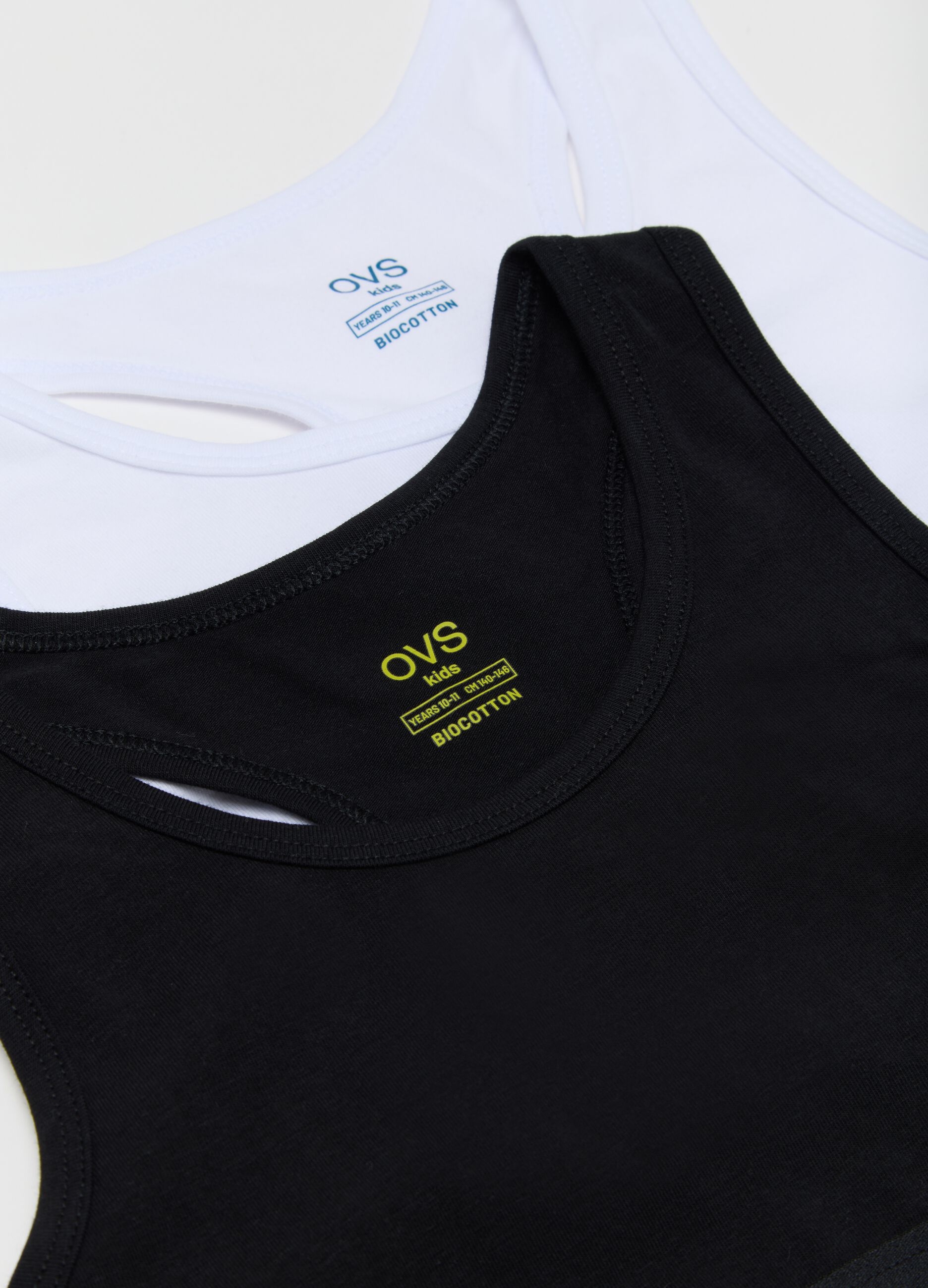 Set of two multicolour stretchy cotton sports tops for girls
