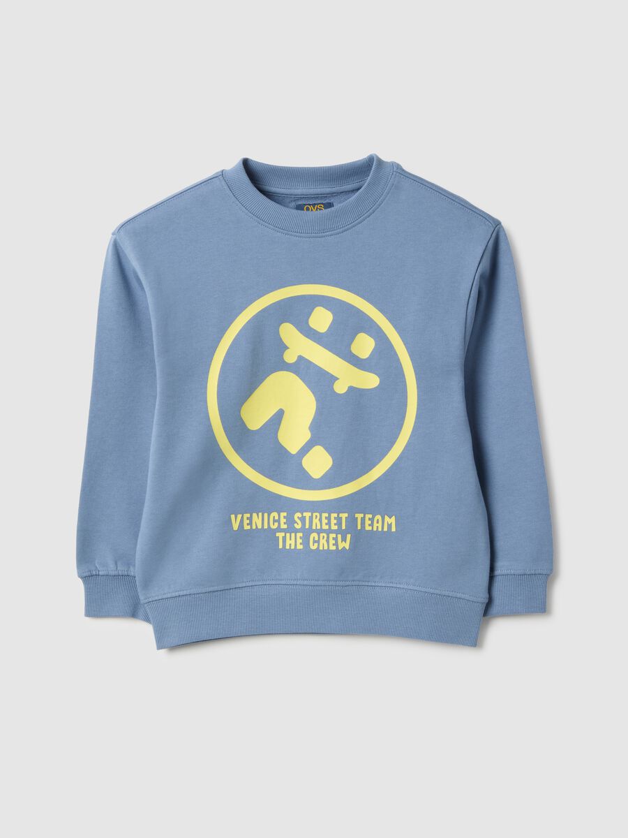 Pure Cotton Blue Oversized Fit Kids Sweatshirt with Print_0