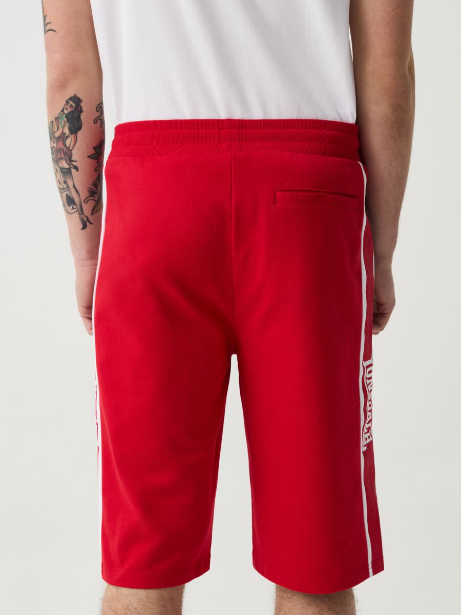 Bermuda joggers with logo print and contrasting bands_2