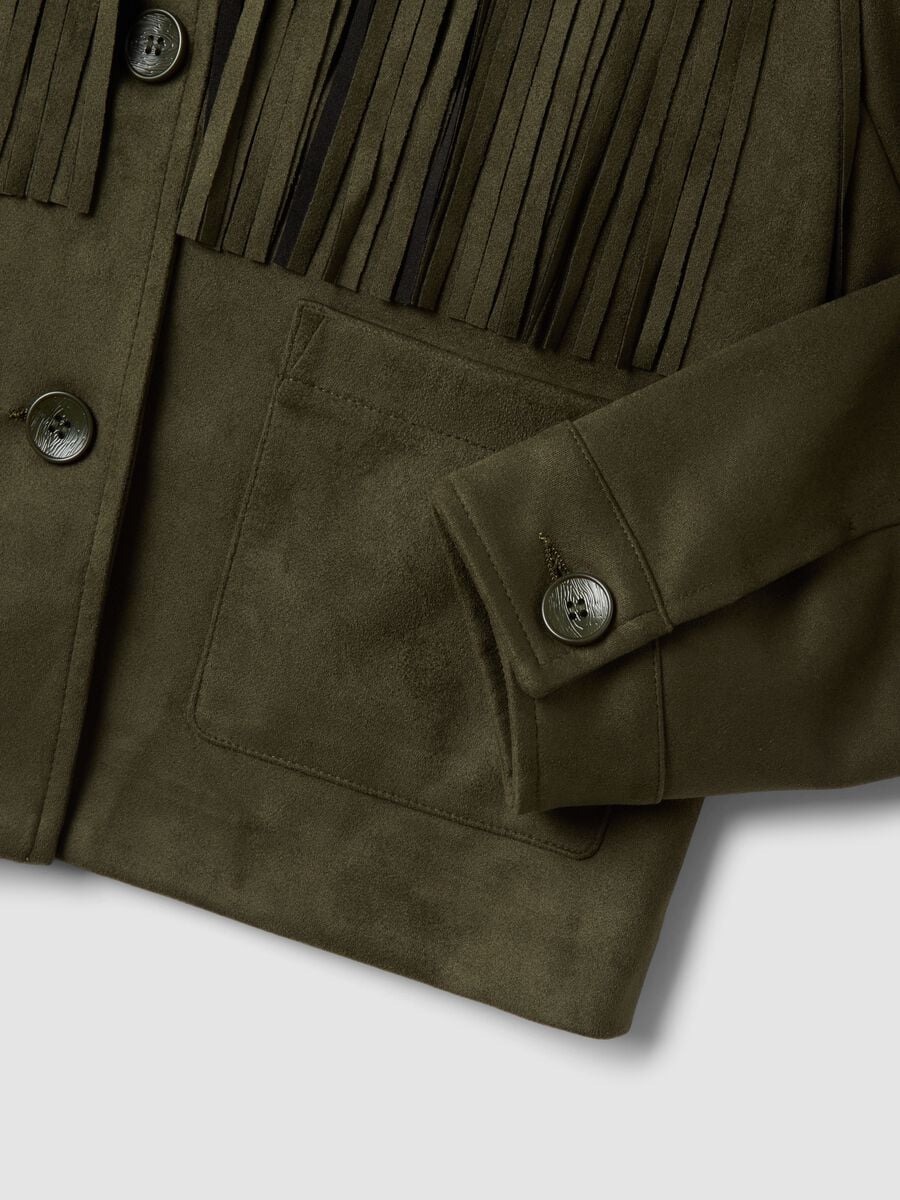 Green fringed jacket with patch pockets_5