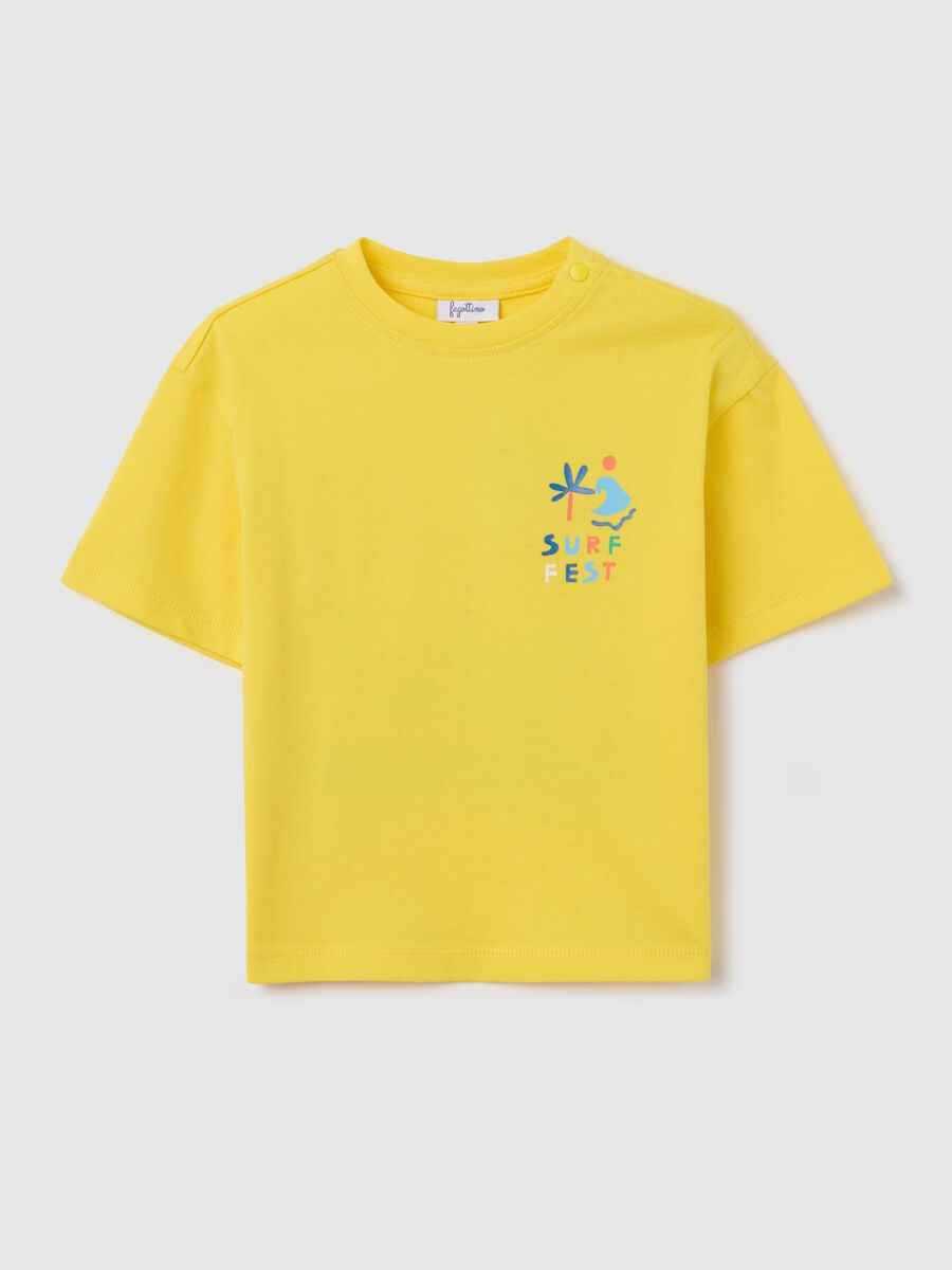 Yellow cotton T-shirt with "Surf Fest" print_0