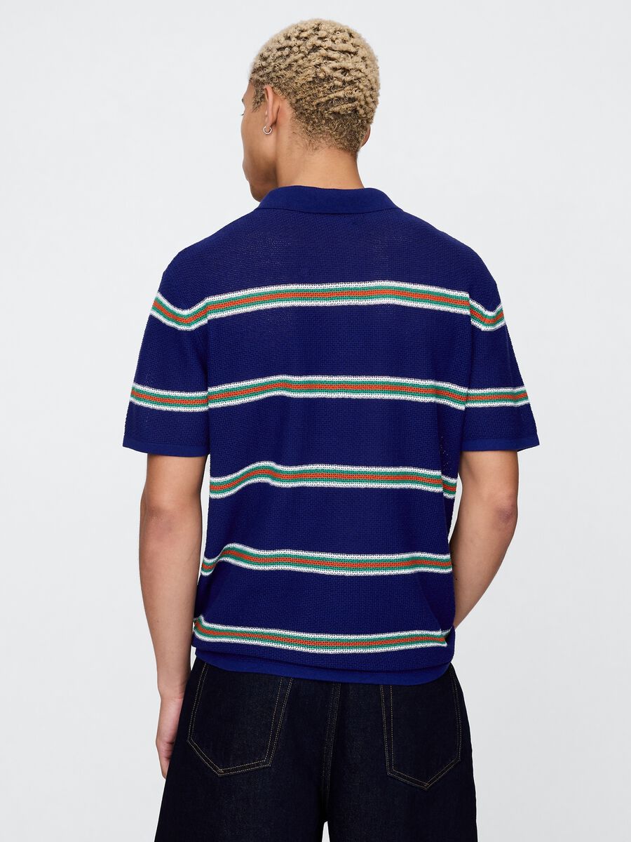 Blue striped cotton blend polo by OVS_2