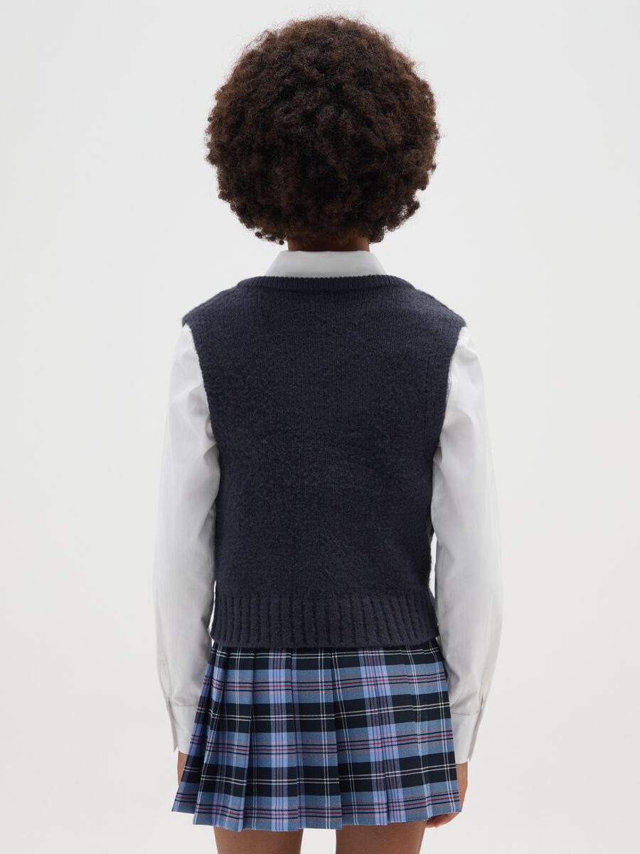 Gilet da ragazze blu con trama jersey_1