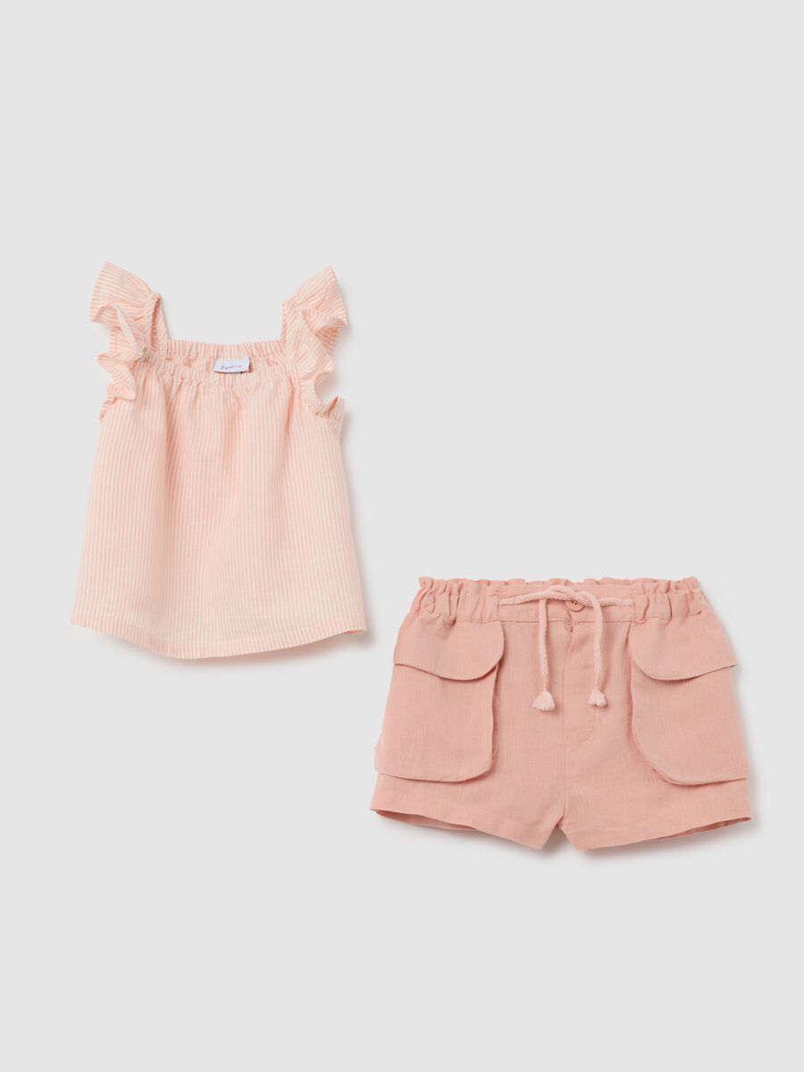 Pink set with ruffled top and shorts Fagottino_0
