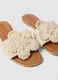 Beige Sandals with White Floral Detail_1