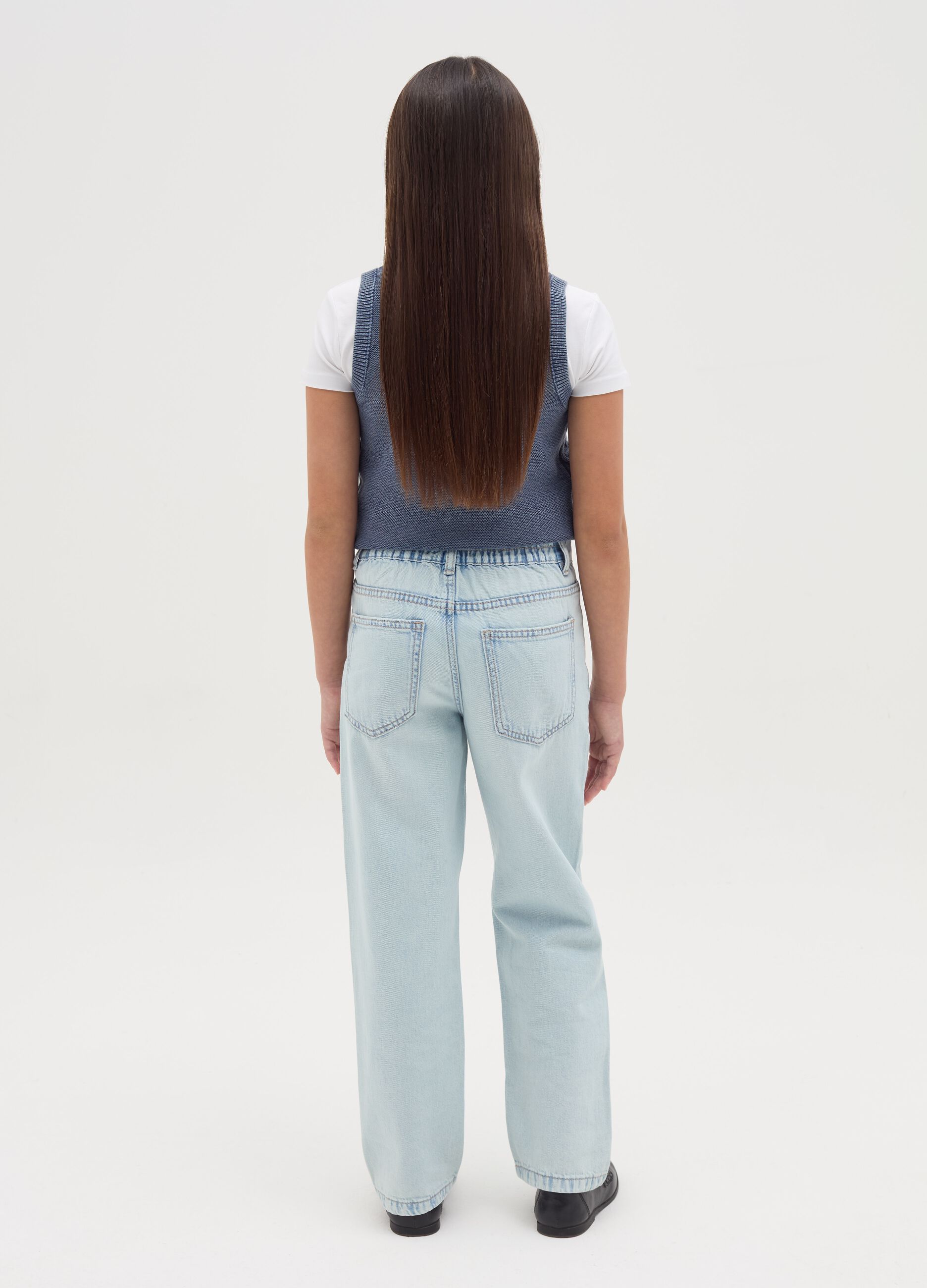 Jeans mom fit cinque tasche con abrasioni 