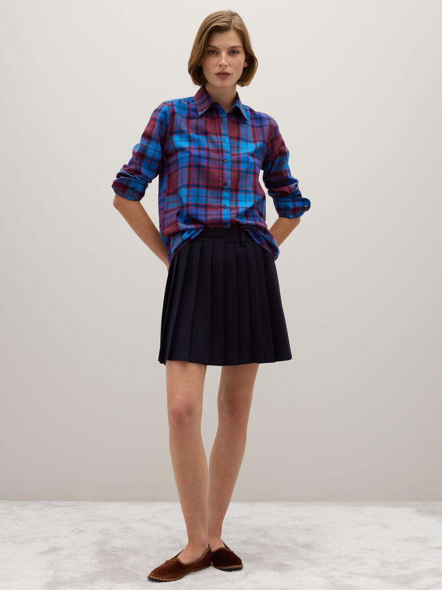 Camicia a quadri multicolor in puro cotone e flanella_1