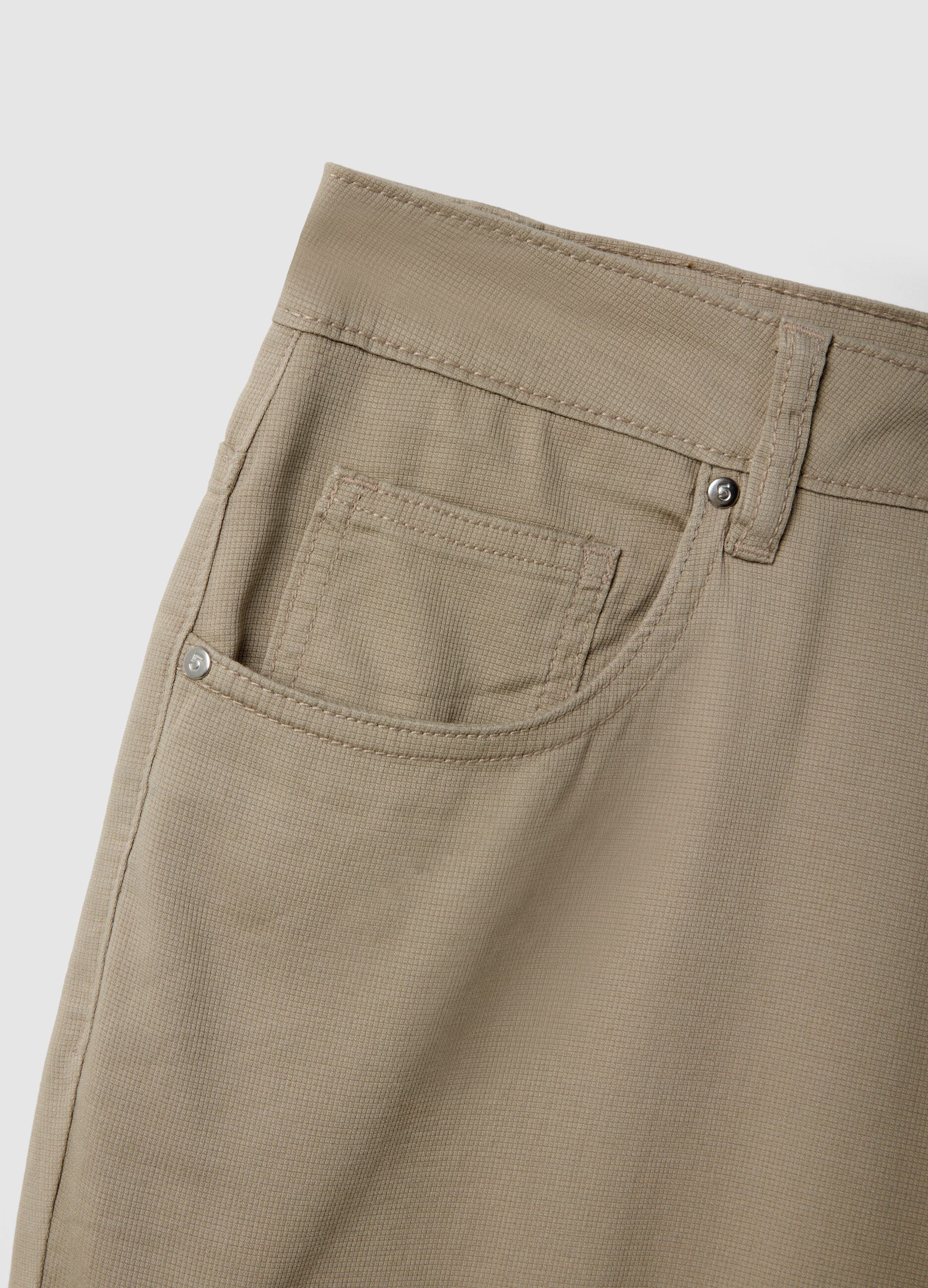 Regular fit beige cotton stretch trousers