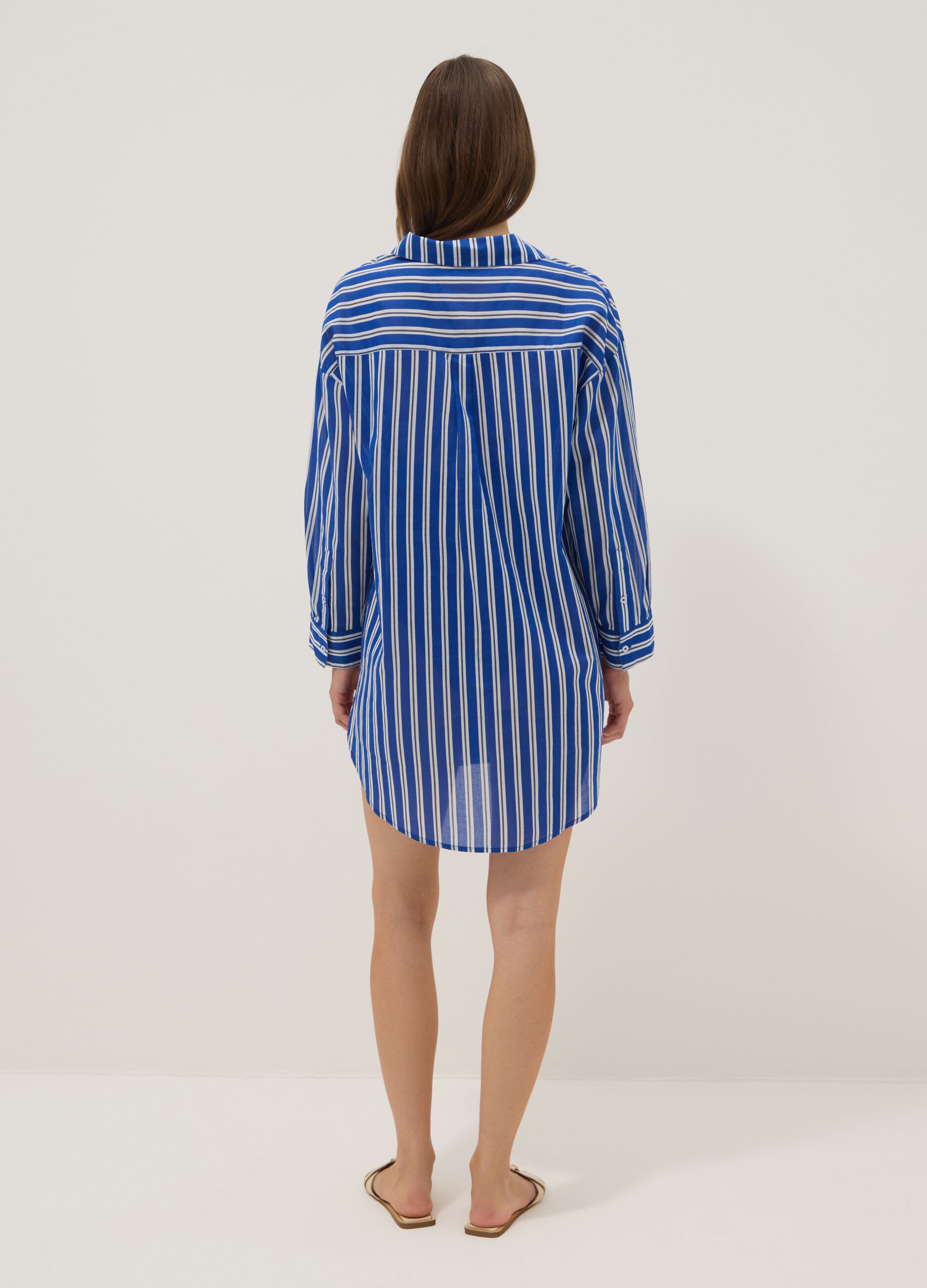 Blue striped pure cotton kaftan