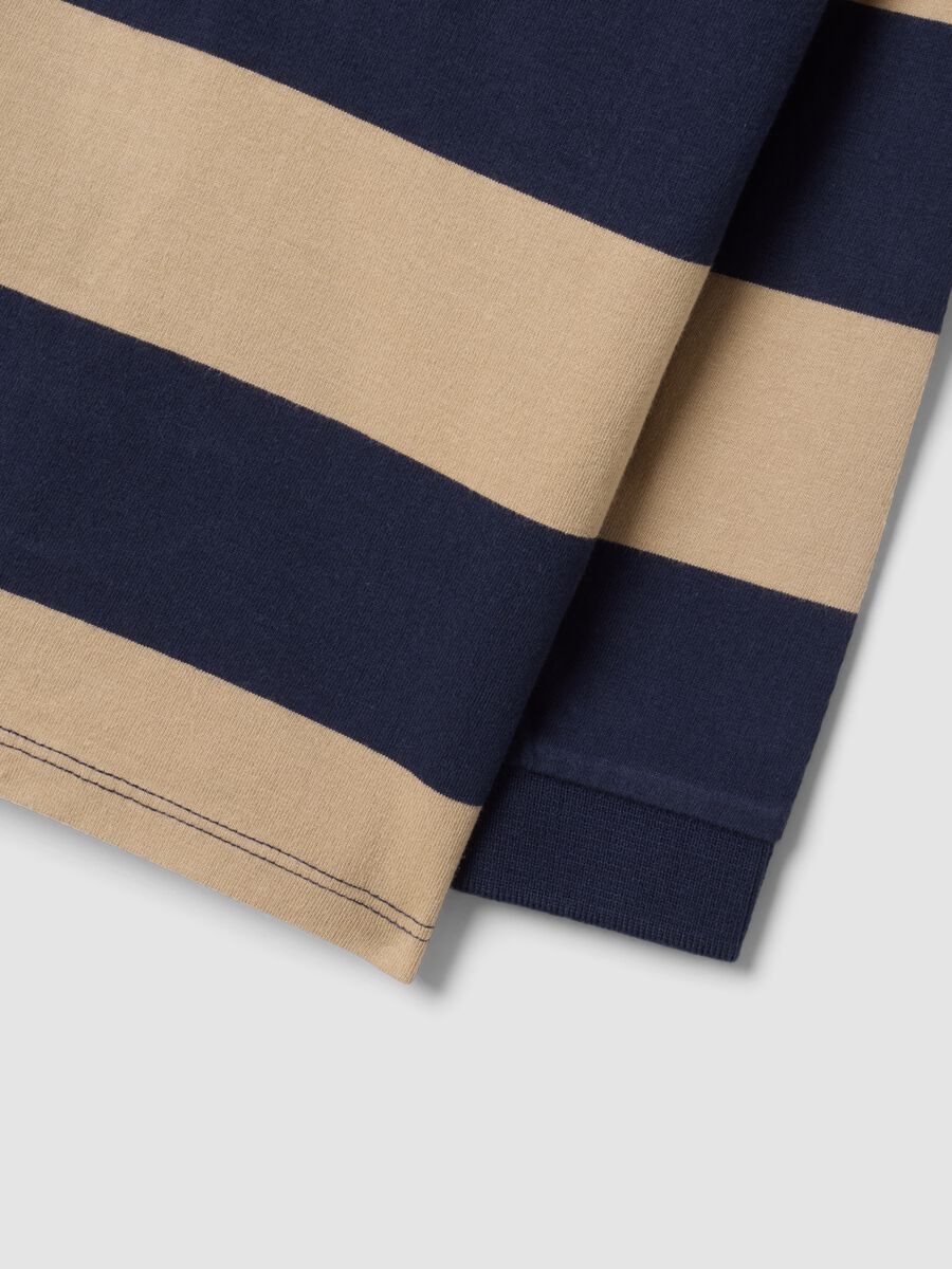 Polo blu in puro cotone organico a righe per bimbo_3
