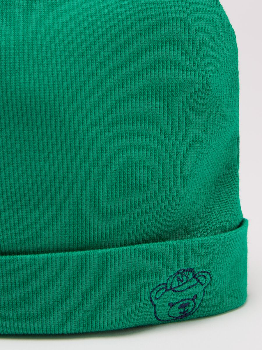 Hat with ears and teddy bear embroidery_2