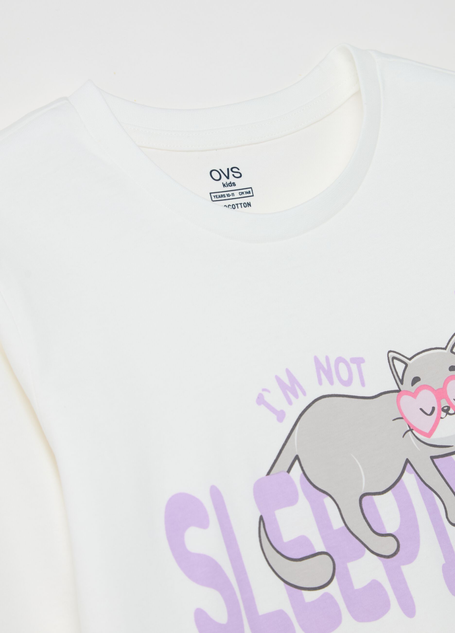 Cotton pyjamas with "I'm not sleeping" print