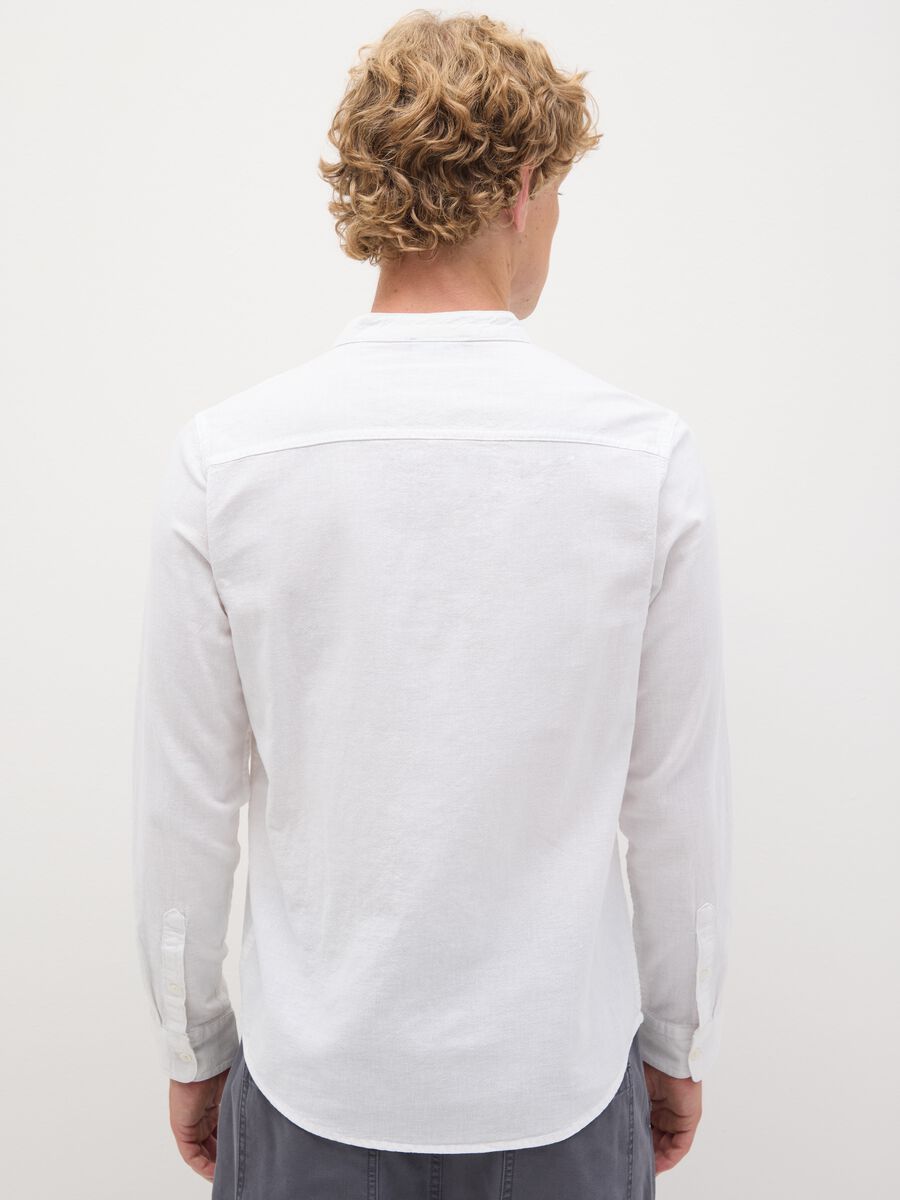 Casual long-sleeve white shirt in cotton and linen_3