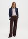Regular fit brown cotton and velvet trousers_0