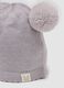 Pink pure organic cotton knitted hat with pom‑poms for baby girl_2