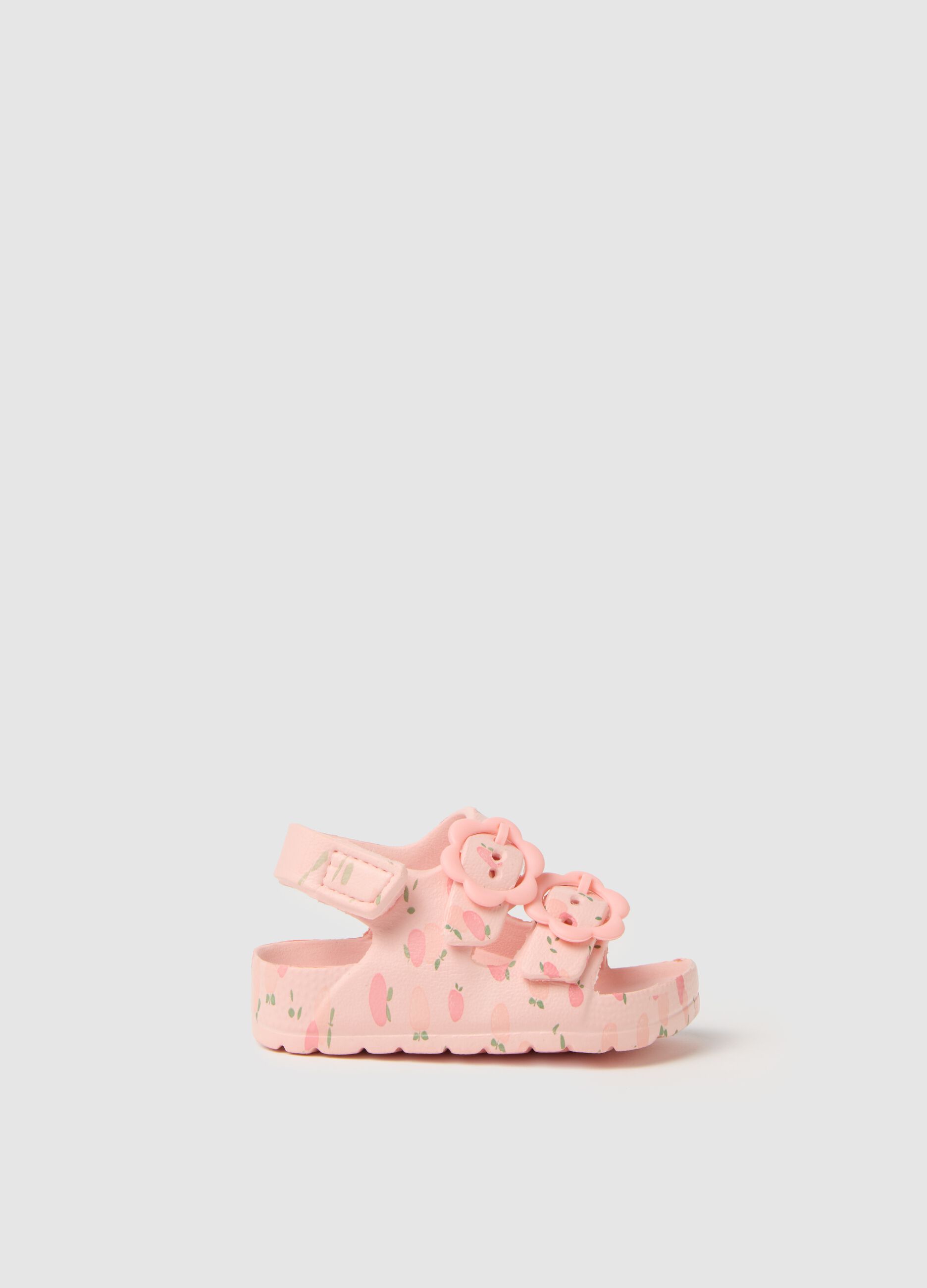Sandali da neonata in EVA rosa con fiori
