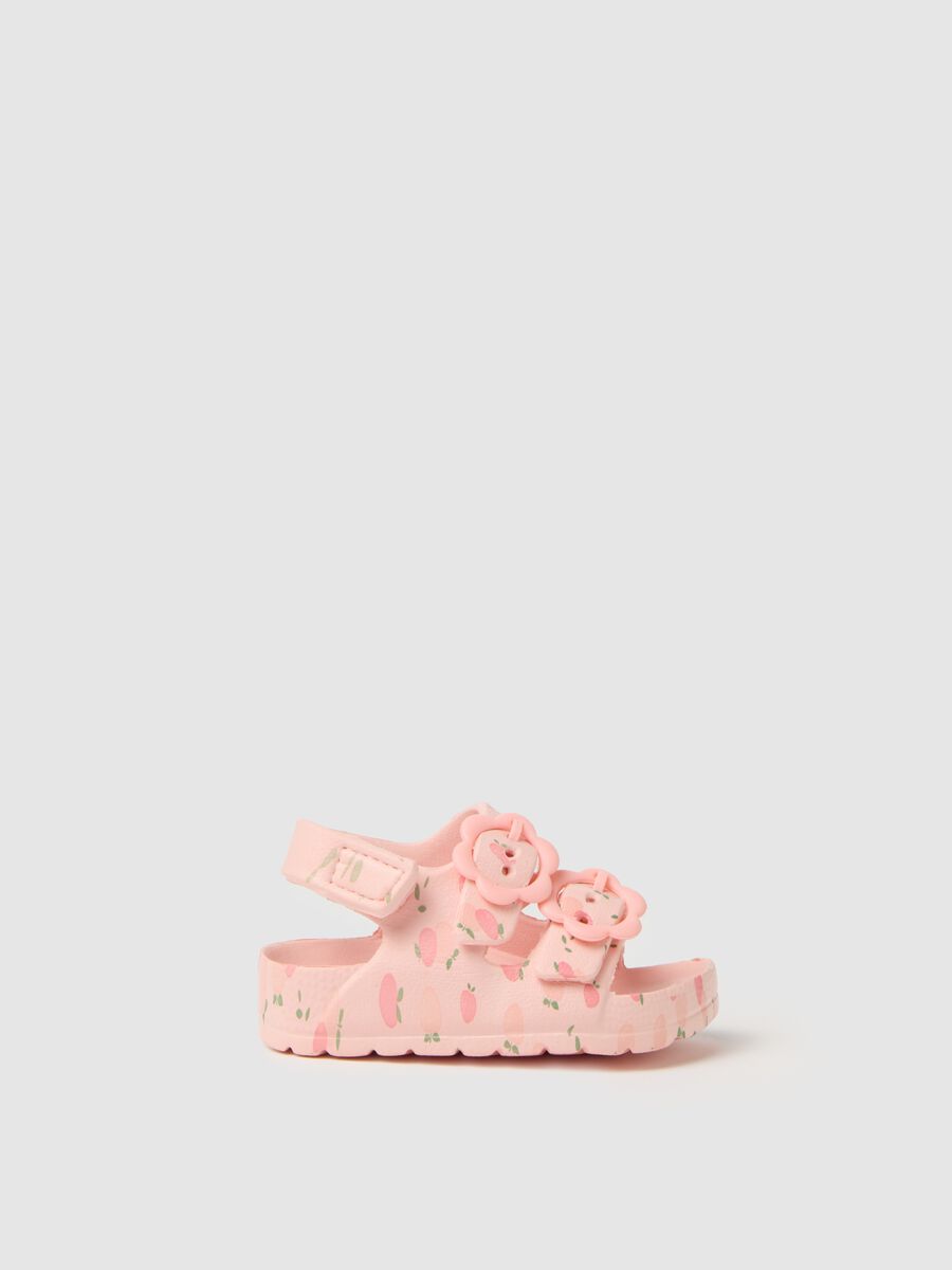Baby girl pink EVA sandals with flowers_0