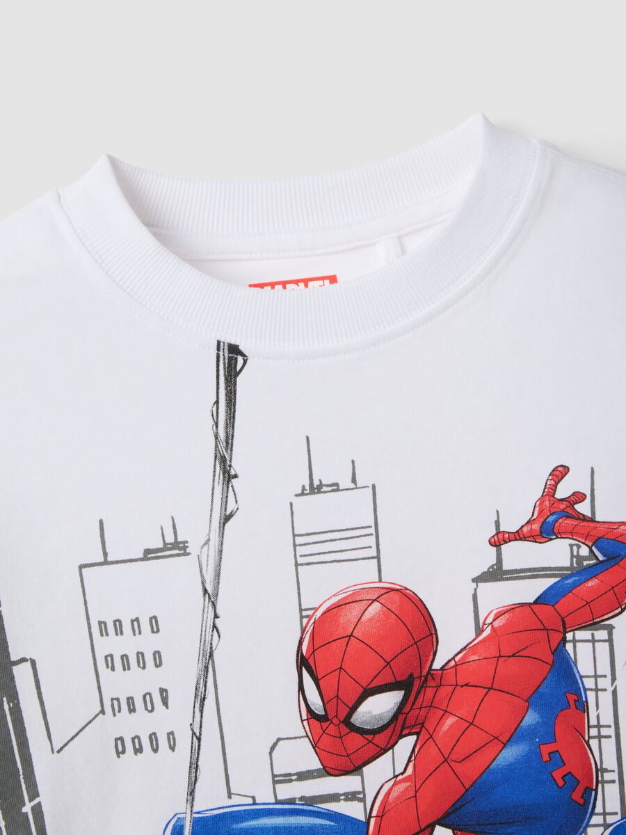 T-shirt in puro cotone bianco da bambino oversize fit con Spiderman_3