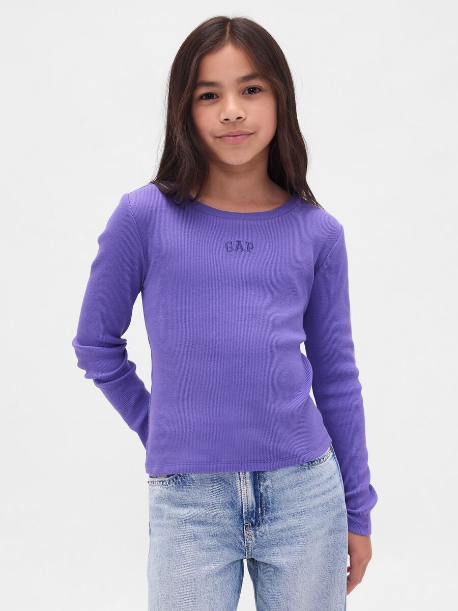 Purple Long-Sleeve Cotton T-Shirt_0