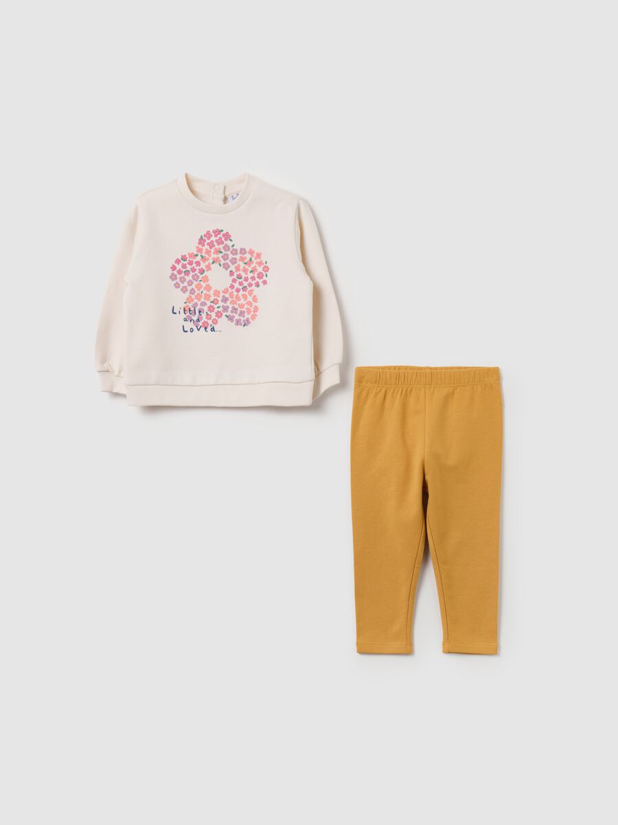 Fleece jogging set with floral print_0
