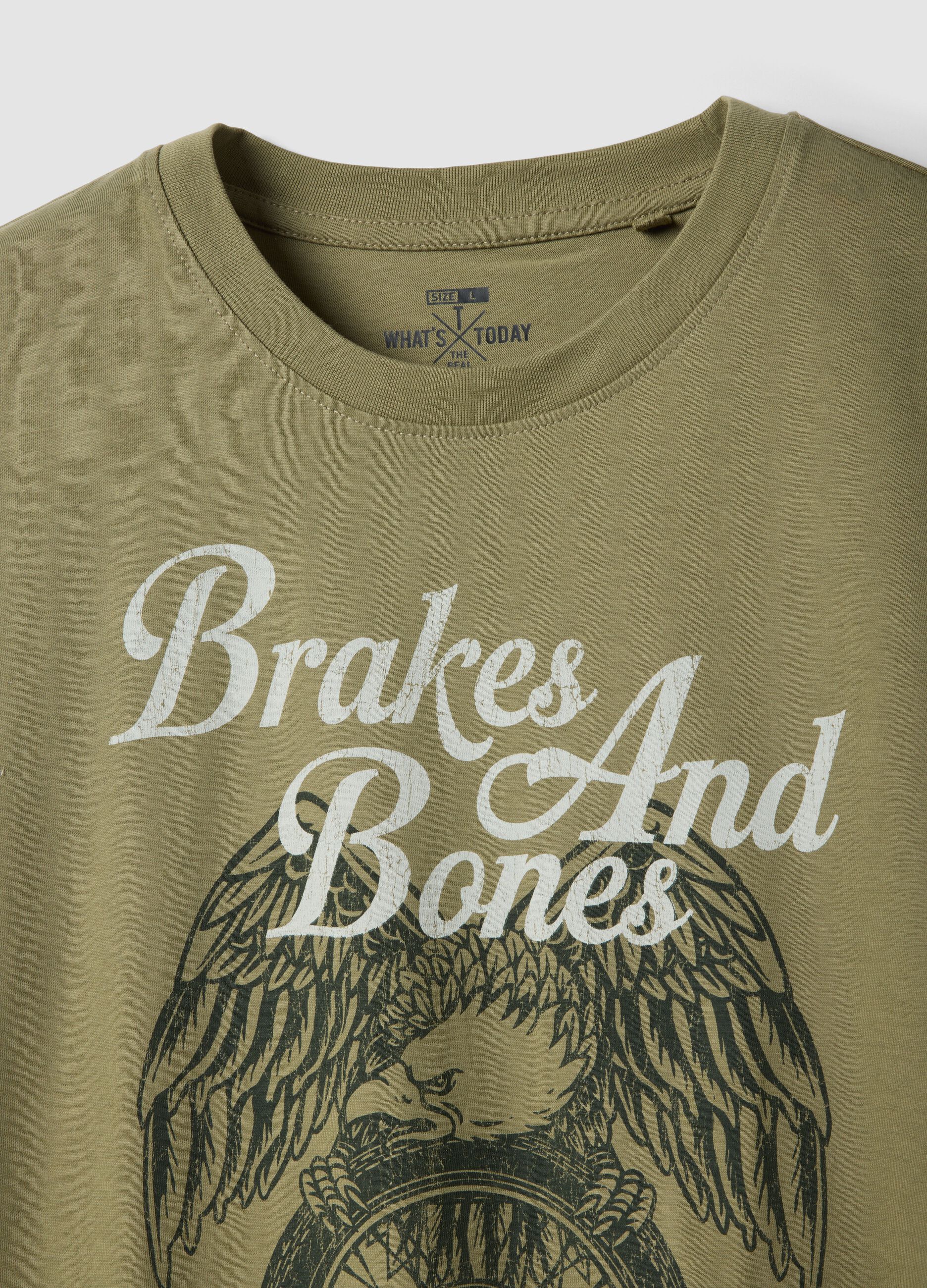 Green printed T-shirt in pure cotton, regular fit