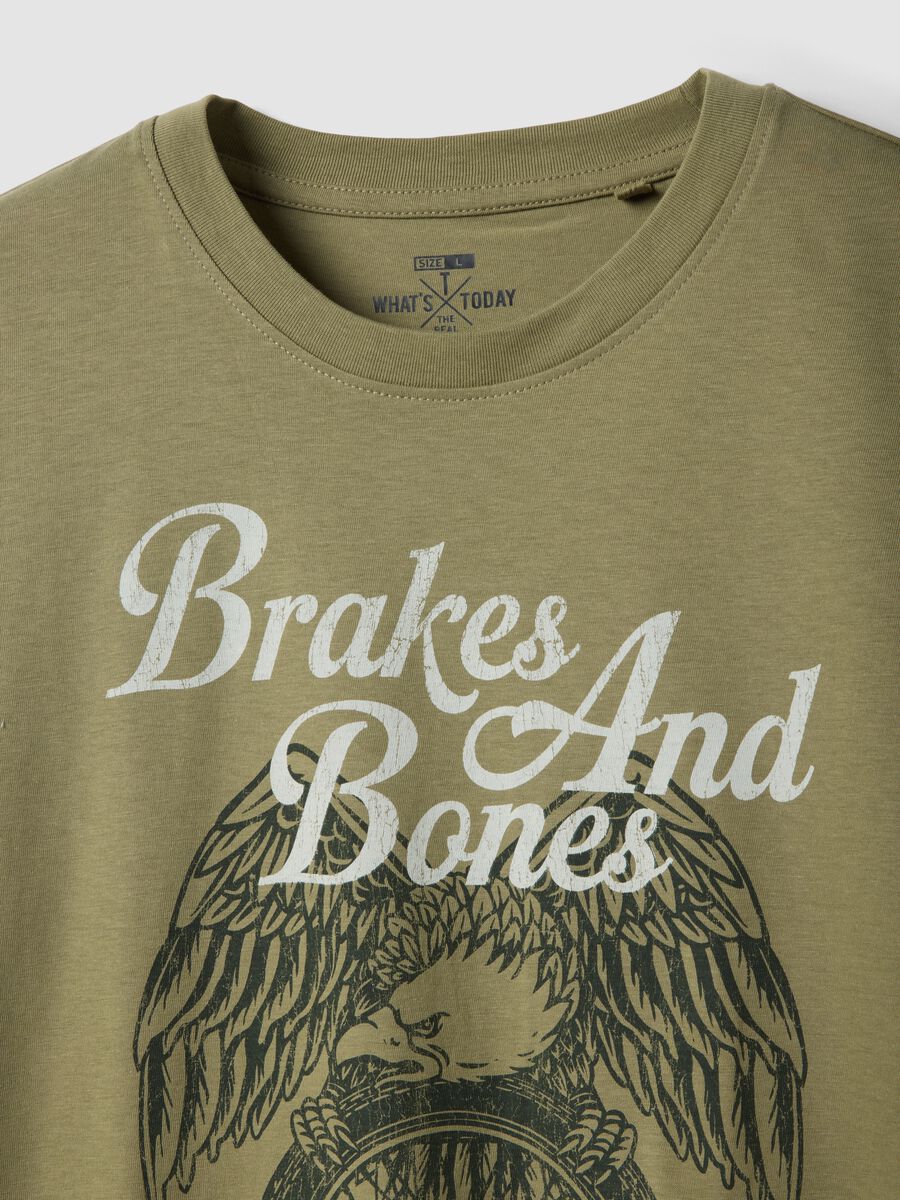 T-shirt verde con stampa in puro cotone regular fit_1