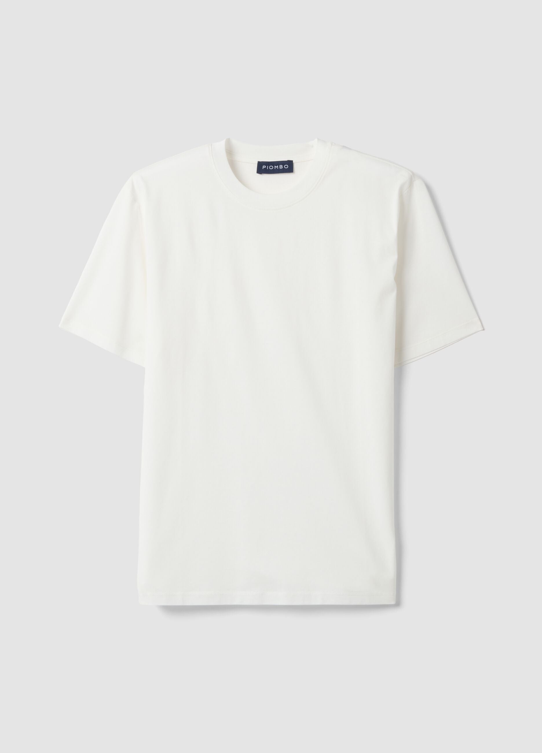 T-shirt bianca in jersey di puro cotone con girocollo relaxed fit