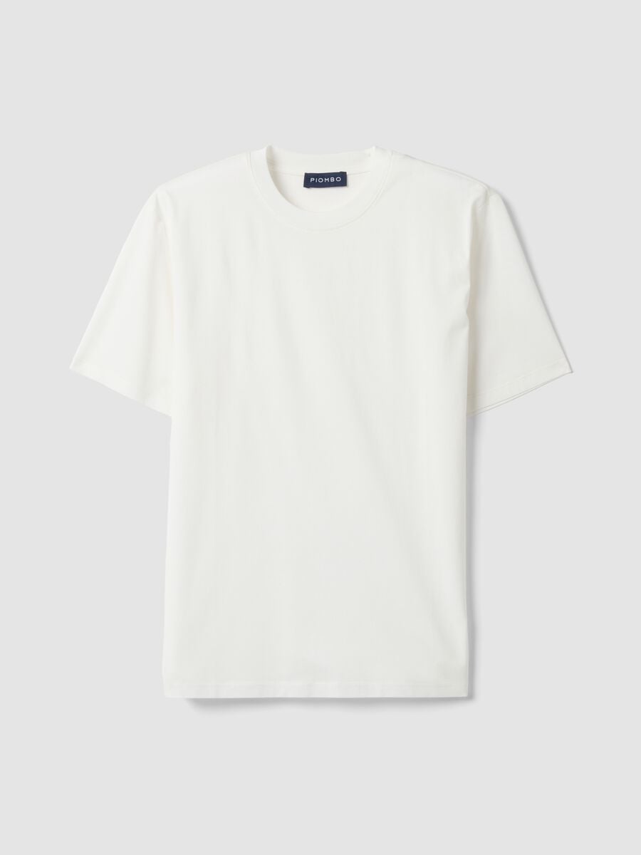 T-shirt bianca in jersey di puro cotone con girocollo relaxed fit_4