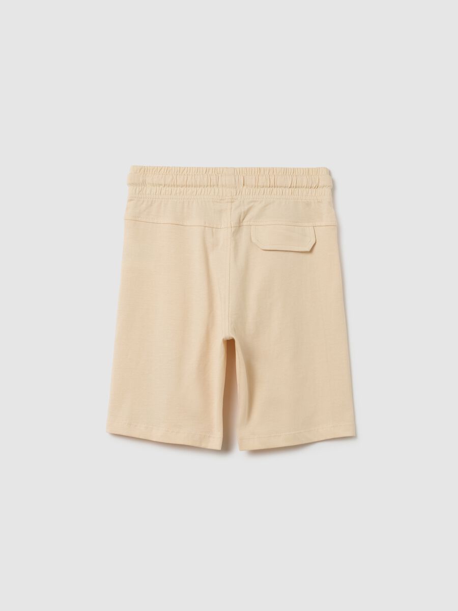 Boys' beige pure cotton regular fit shorts_1