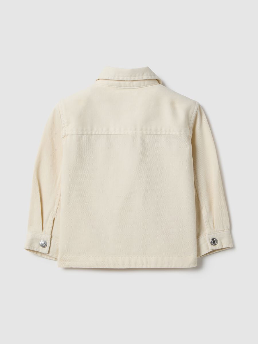 Girls' beige pure cotton jacket regular fit with embroidery_1