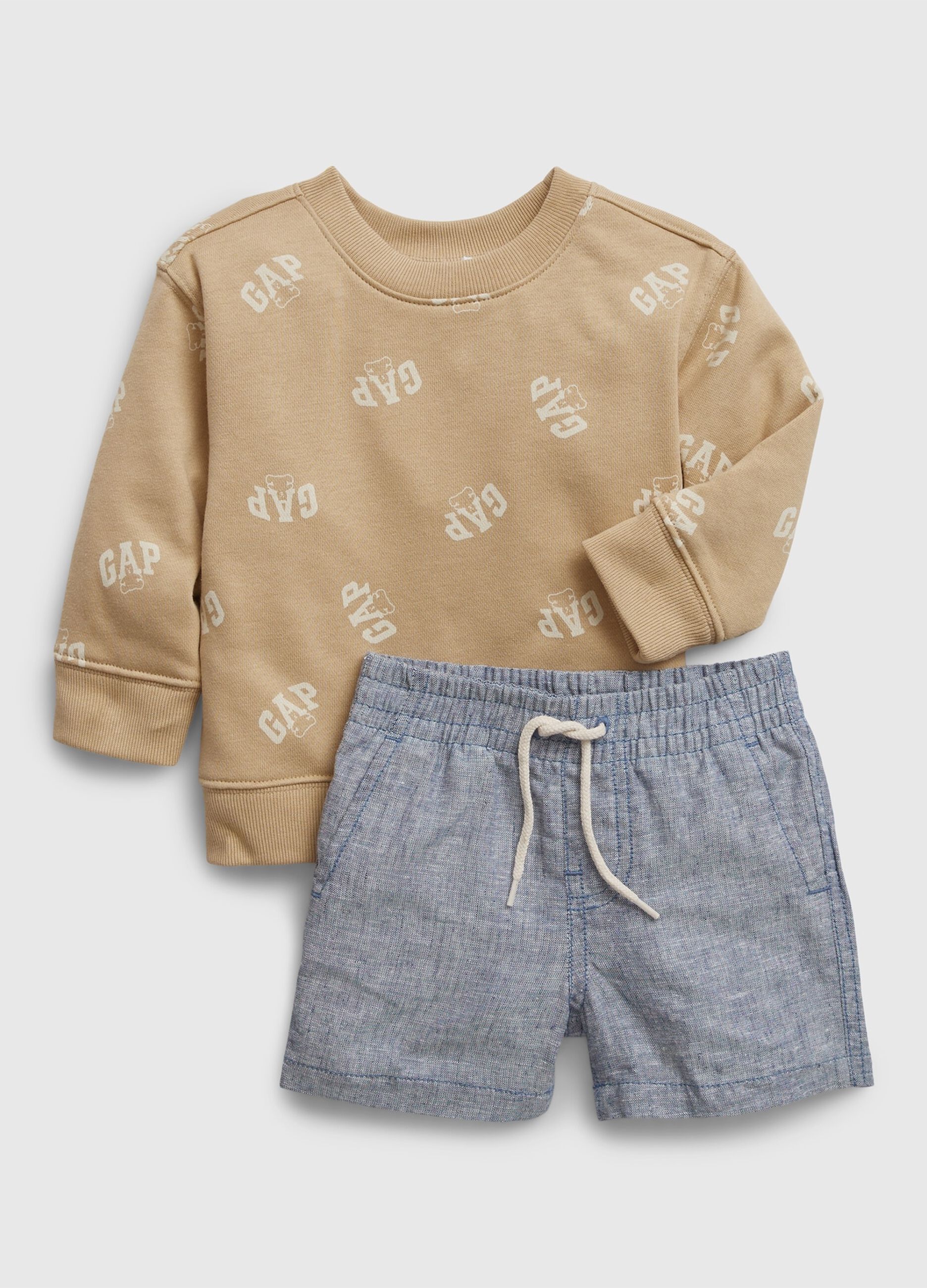 Jogging set felpa e shorts in cotone_0