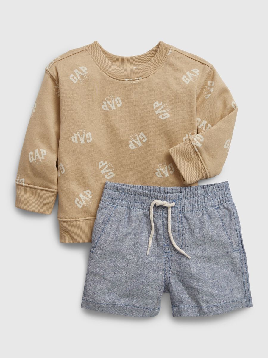 Jogging set with sweatshirt and shorts in cotton_0