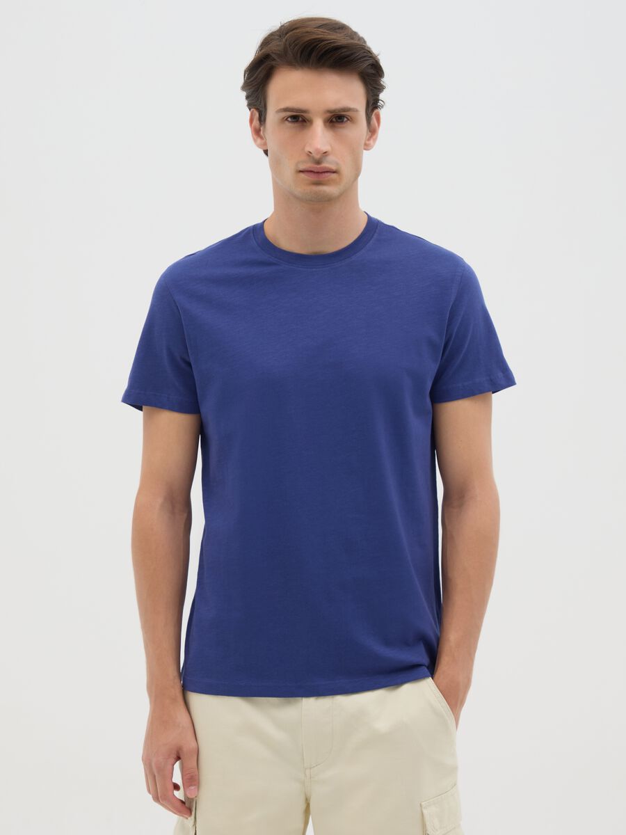 Men's Fitted Blue Cotton T-shirt_0