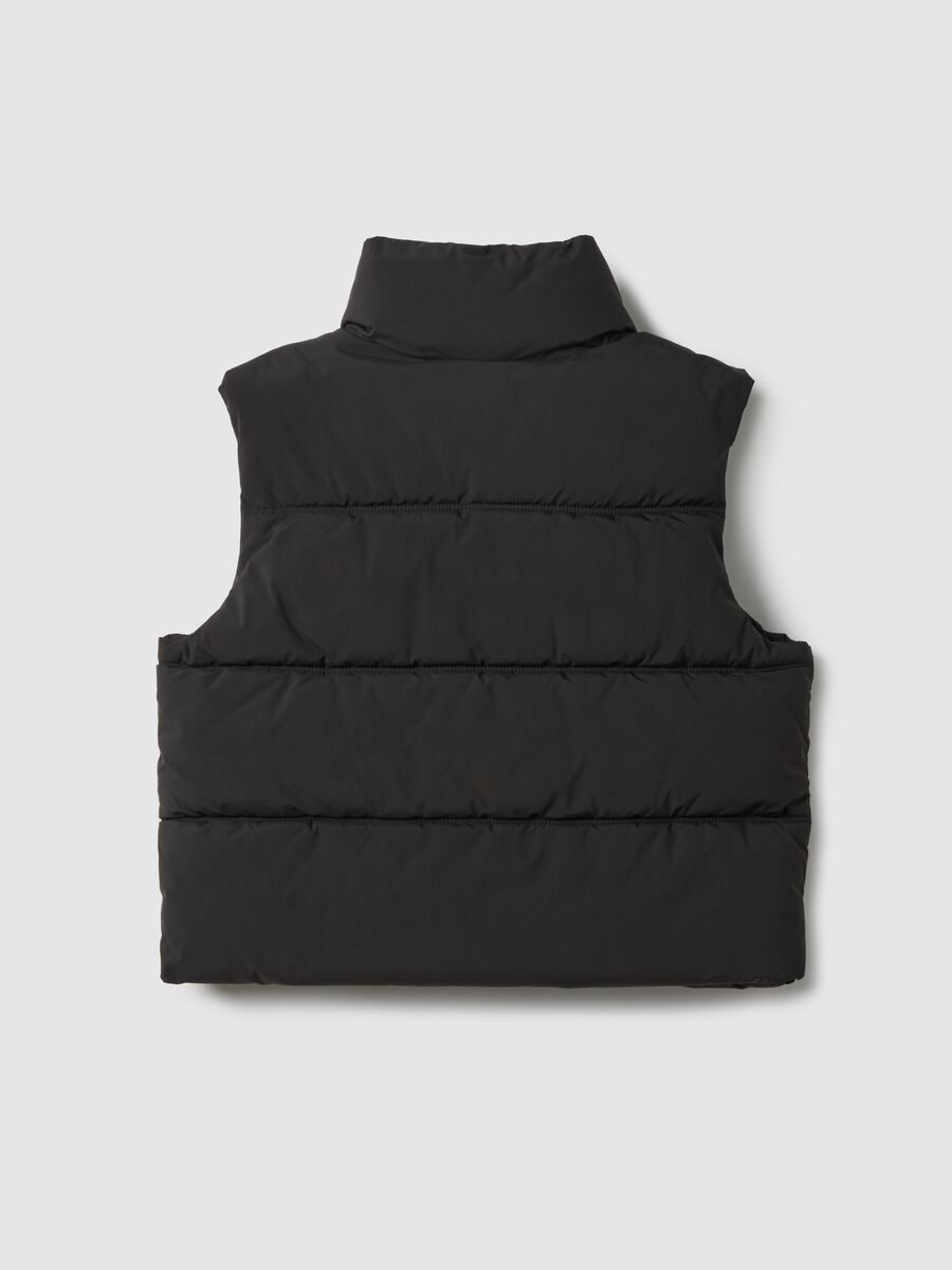 Black quilted girls' gilet regular fit water repellent_4